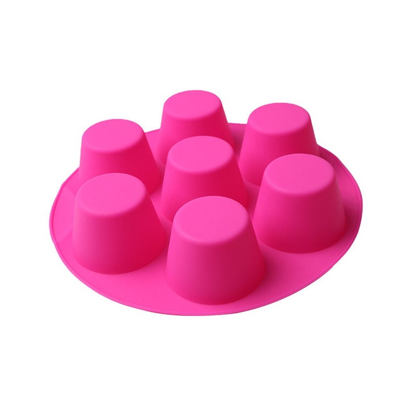 SHEbaking Silicone Muffin Pans for Air Fryer 7 Cavity Muffin Tray Cupcake Pan Nonstick Brownie Cake Mold Round Pudding Recipe Tray Bakeware - Image 3